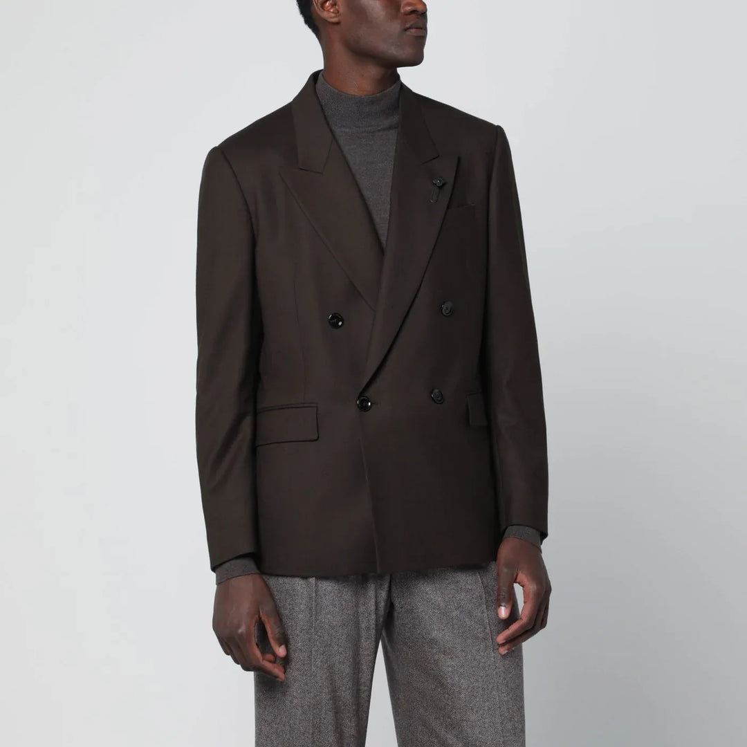 Lardini - Brown double-breasted wool jacket Brand Coats &amp; Jackets 46 IT