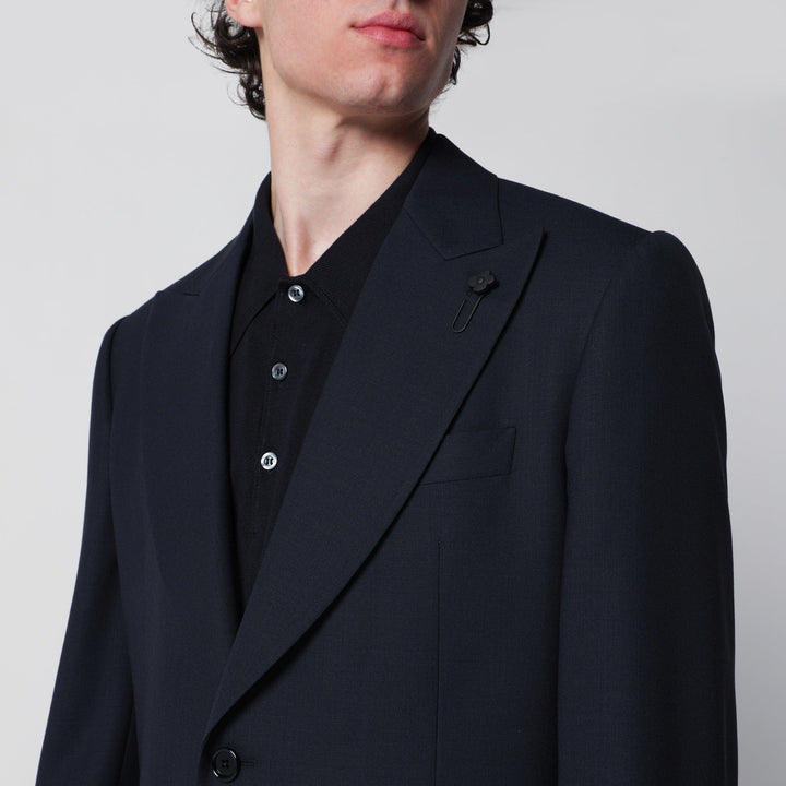 Lardini - Single-Breasted Blue Wool Jacket Brand Coats &amp; Jackets