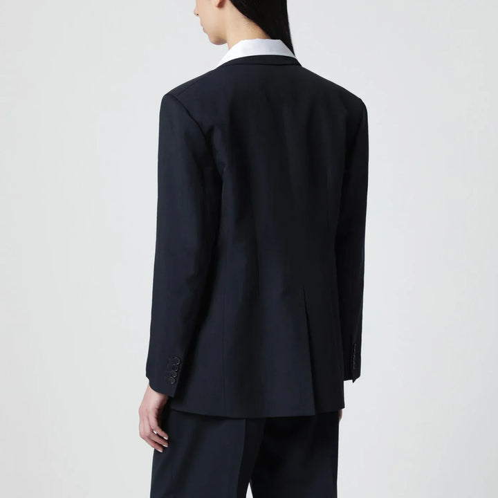 P.A.R.O.S.H. - Blue linen-blend single-breasted jacket Brand Coats &amp; Jackets