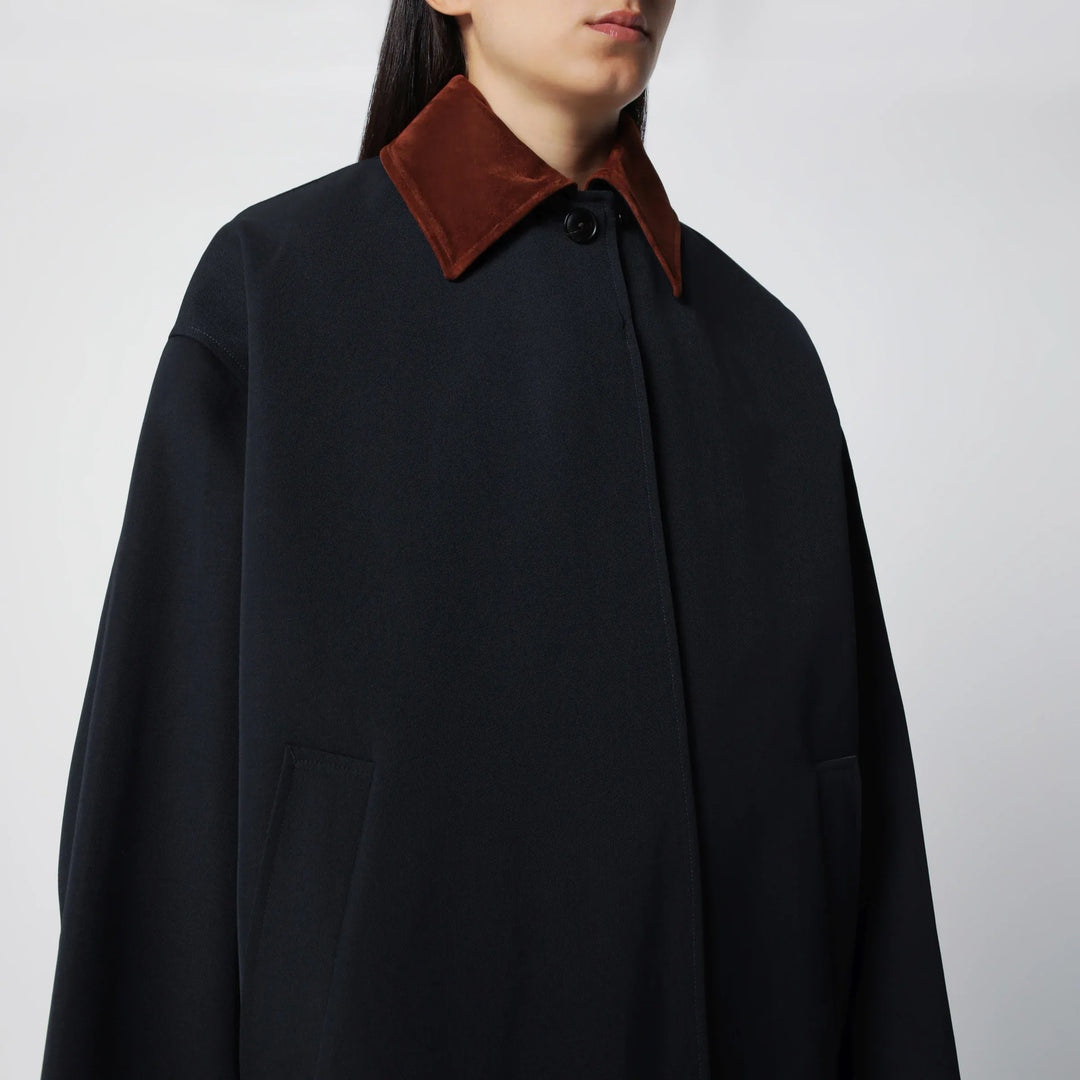 Róhe - Navy Cotton and Wool-Blend Coat Brand Coats &amp; Jackets 34  FR