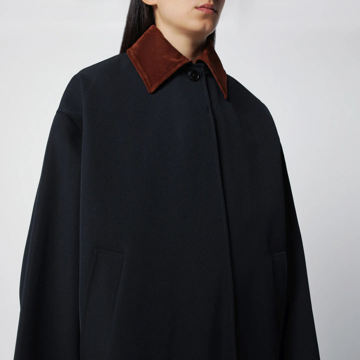 Róhe - Navy Cotton and Wool-Blend Coat Brand Coats &amp; Jackets 34  FR