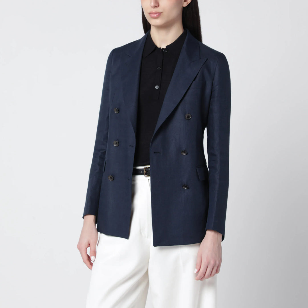 Tagliatore - Navy blue double-breasted linen jacket Brand Coats &amp; Jackets 46  IT