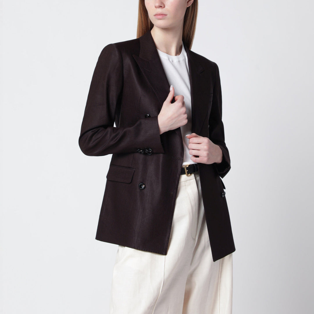 Coats &amp; Jackets Tagliatore - Parigi double-breasted blazer in brown linen blend Brand