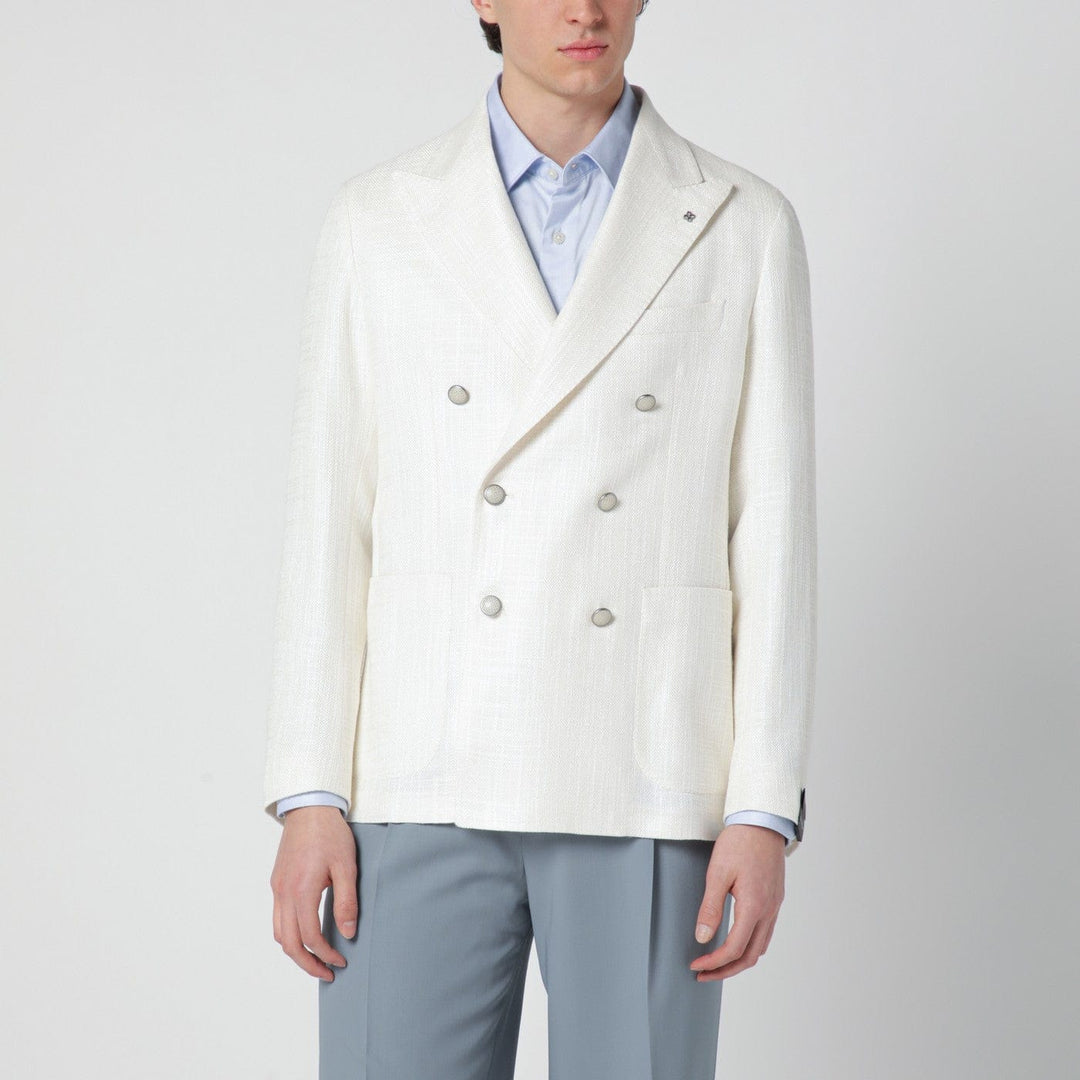 Coats &amp; Jackets Tagliatore - White double-breasted linen-blend jacket Brand