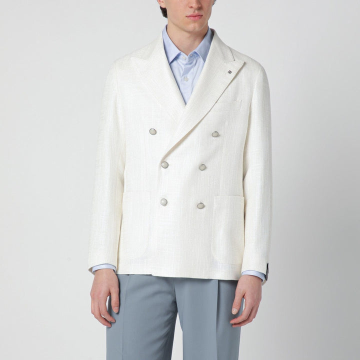 Coats &amp; Jackets Tagliatore - White double-breasted linen-blend jacket Brand
