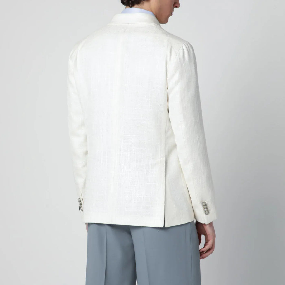 Tagliatore - White double-breasted linen-blend jacket Brand Coats &amp; Jackets