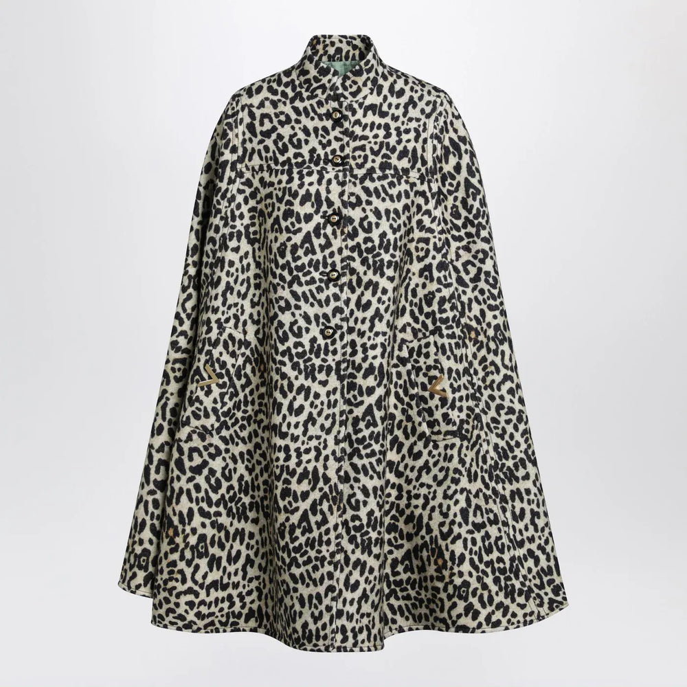 Valentino - Animal-print wool cape Brand Coats & Jackets 40  IT
