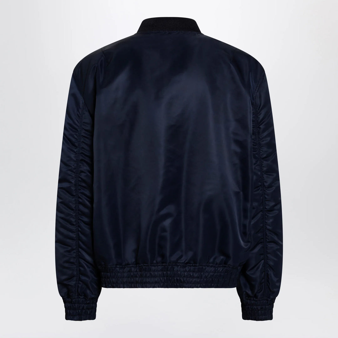 Valentino - Shiny navy blue zip-up bomber jacket with Vlogo Brand Coats &amp; Jackets