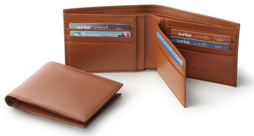 Italian Luxury Group Credit Card Wallet Men's Brown Italian Leather Credit Card Wallet Holder Brand