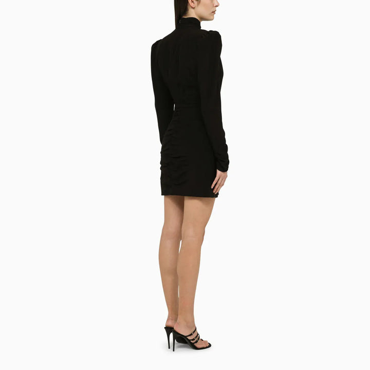 Alessandra Rich - Black draped silk minidress Brand Dresses 44  IT