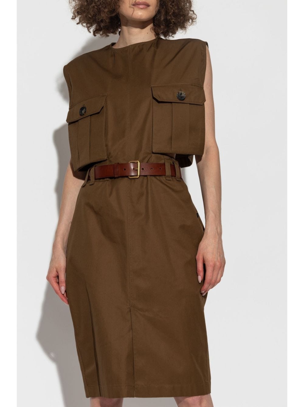 Saint Laurent Dresses Saint Laurent Brown Cotton Poplin Sleeveless Dress Saint Laurent Brown Cotton Poplin Sleeveless Dress – Modern Elegance Brand