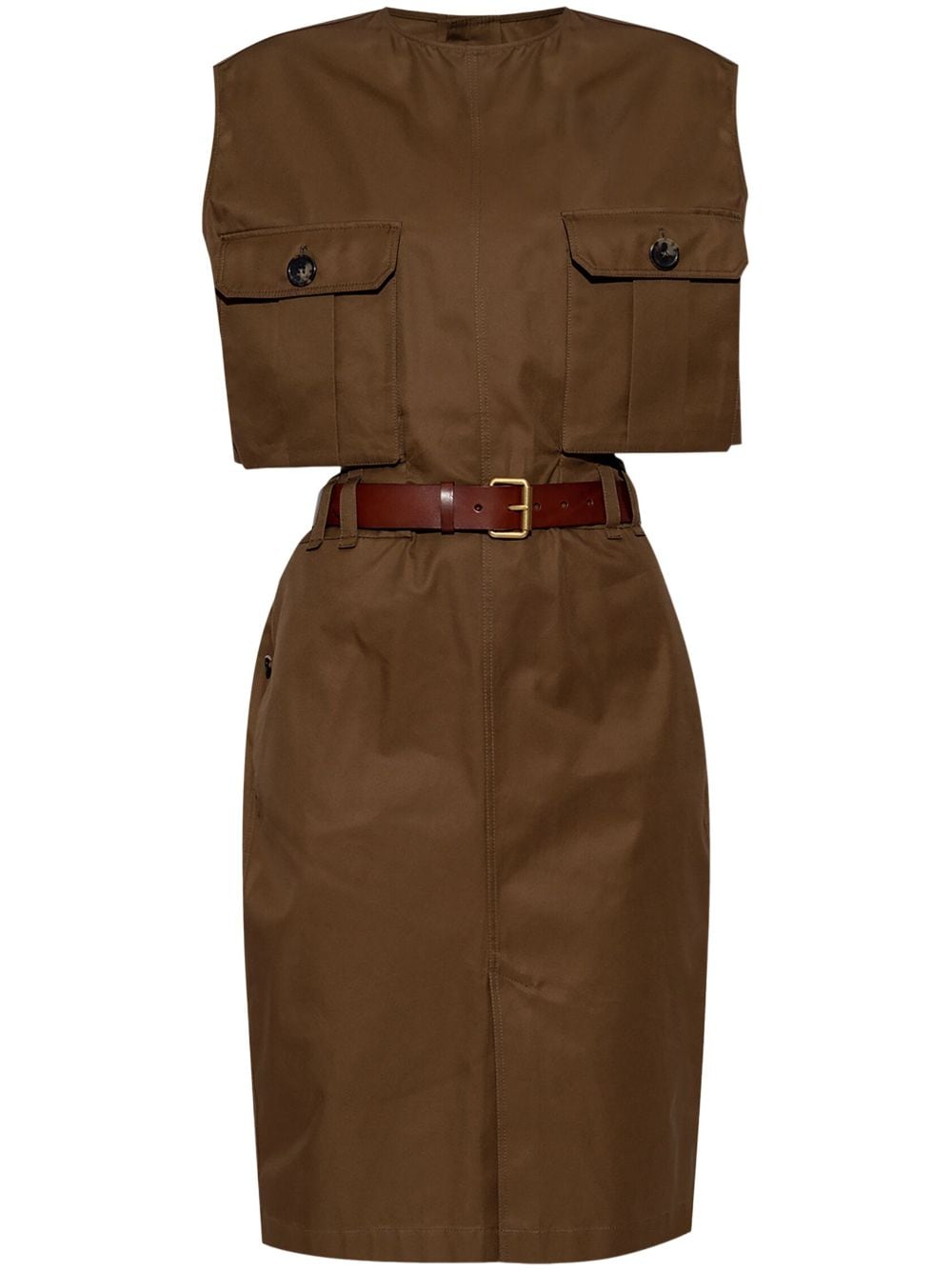 Saint Laurent Dresses Saint Laurent Brown Cotton Poplin Sleeveless Dress Saint Laurent Brown Cotton Poplin Sleeveless Dress – Modern Elegance Brand