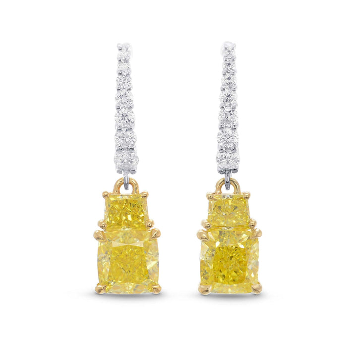 LEIBISH 2.56ct Fancy Yellow Cushion &amp; Taper Diamond Drop Earrings Brand Earrings