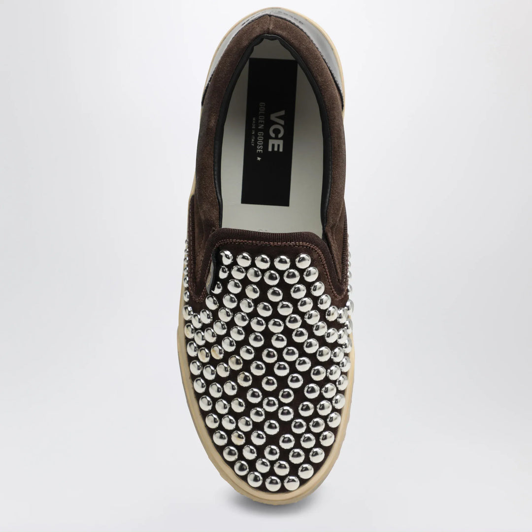 Golden Goose - Brown suede slip-on shoes with studs Brand
