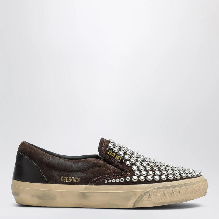 Golden Goose - Brown suede slip-on shoes with studs Brand 37 IT