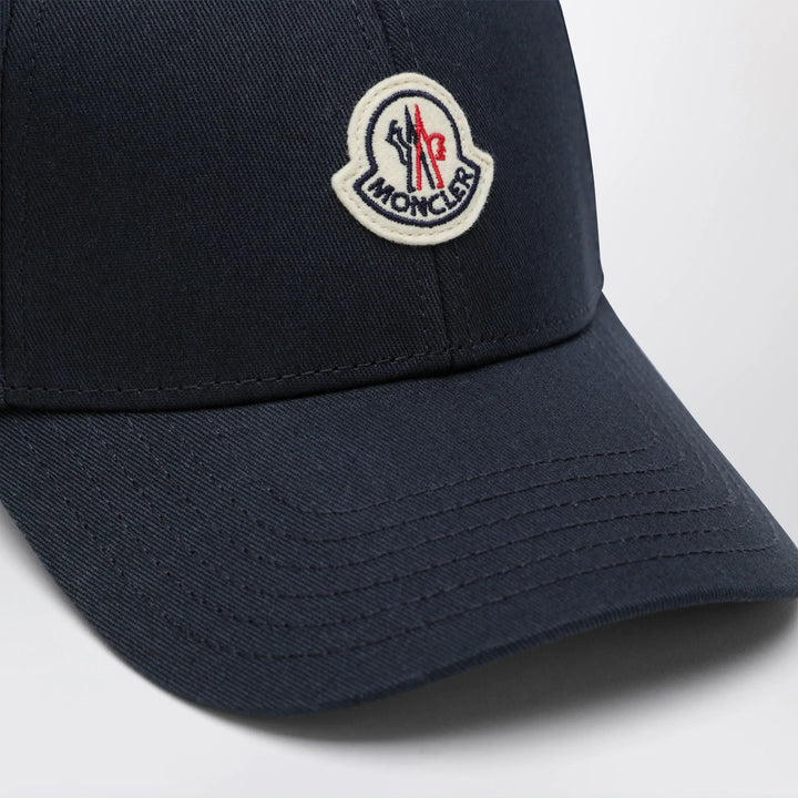 Moncler - Baseball cap with front patch in cotton blue Brand Hats U
