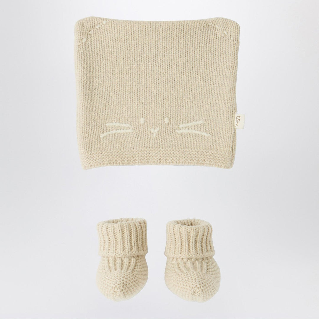 Hats Teddy & Minou - Beige knit set with hat and shoes Brand