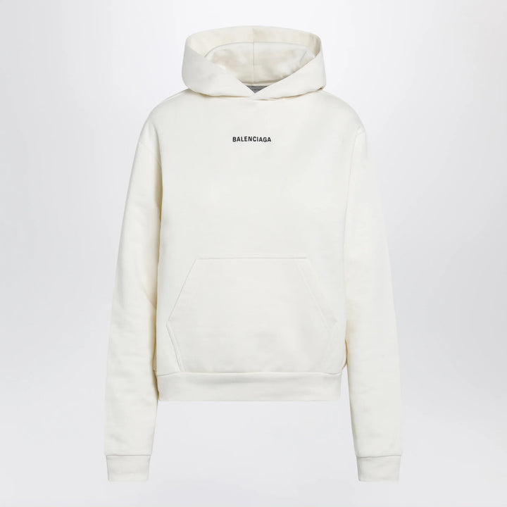 Balenciaga - Medium-fit embroidered hoodie in dry fleece, cream Brand Hoodie XS