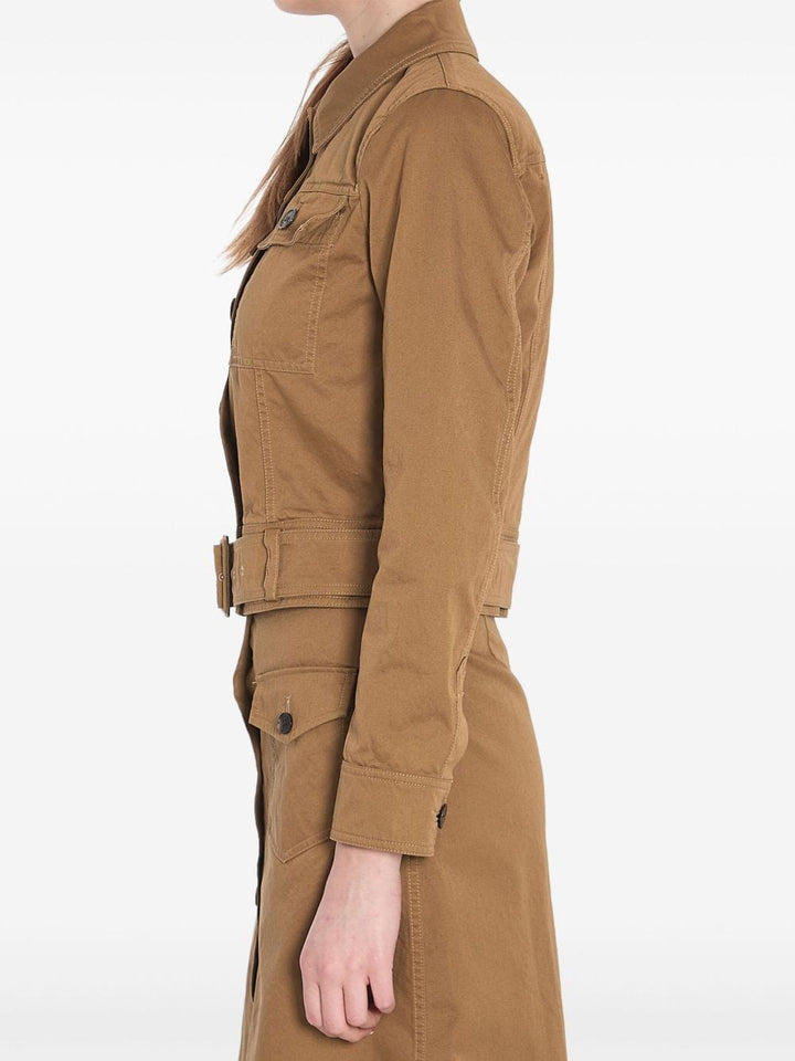 Saint Laurent Jackets 38 Saint Laurent Jackets Brown Saint Laurent Camel Brown Cropped Twill Jacket with Belted Waist Brand