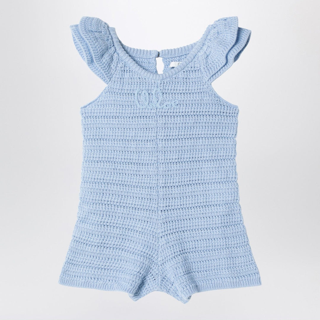 Jumpsuits & Rompers Chloé - Light blue openwork romper with logo embroidery Brand