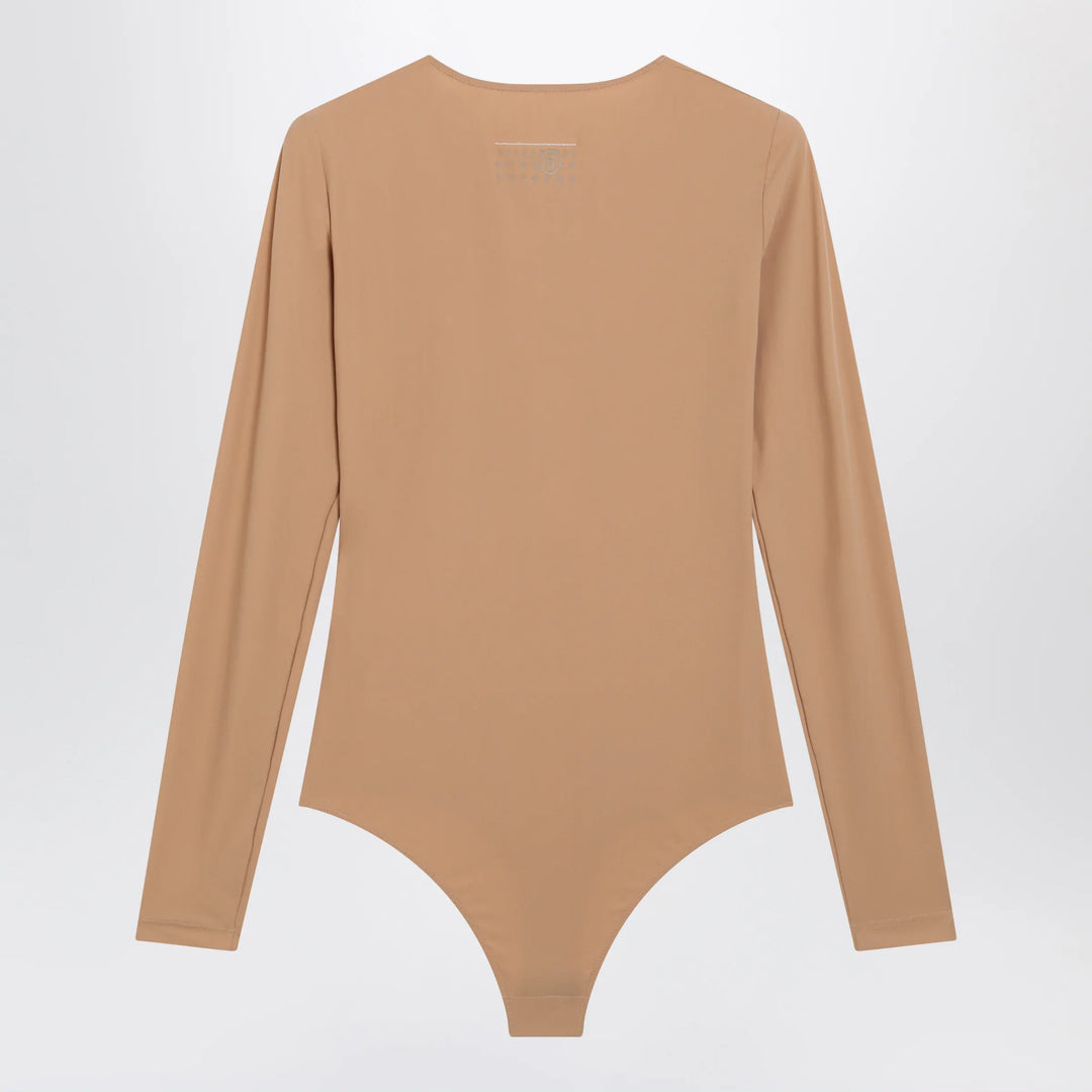 MM6 Maison Margiela - Skin-tone bodysuit in lycra jersey Brand Leotards &amp; Unitards L