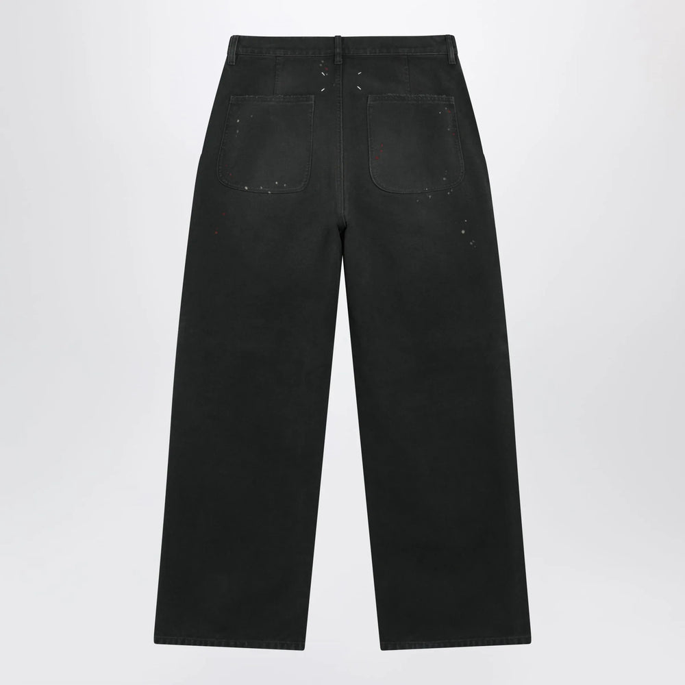 Maison Margiela - Double-dyed work trousers in black cotton with spots Brand