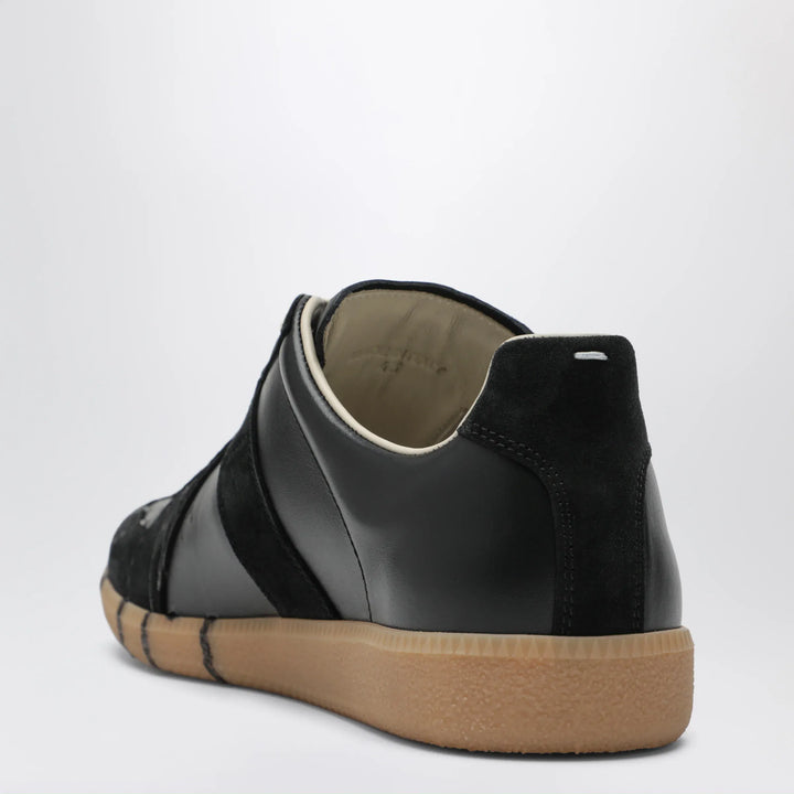 Maison Margiela - Replica paint-splattered calfskin and suede sneakers, black Brand