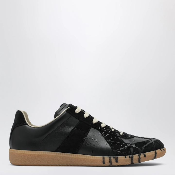 Maison Margiela - Replica paint-splattered calfskin and suede sneakers, black Brand 40,5 IT
