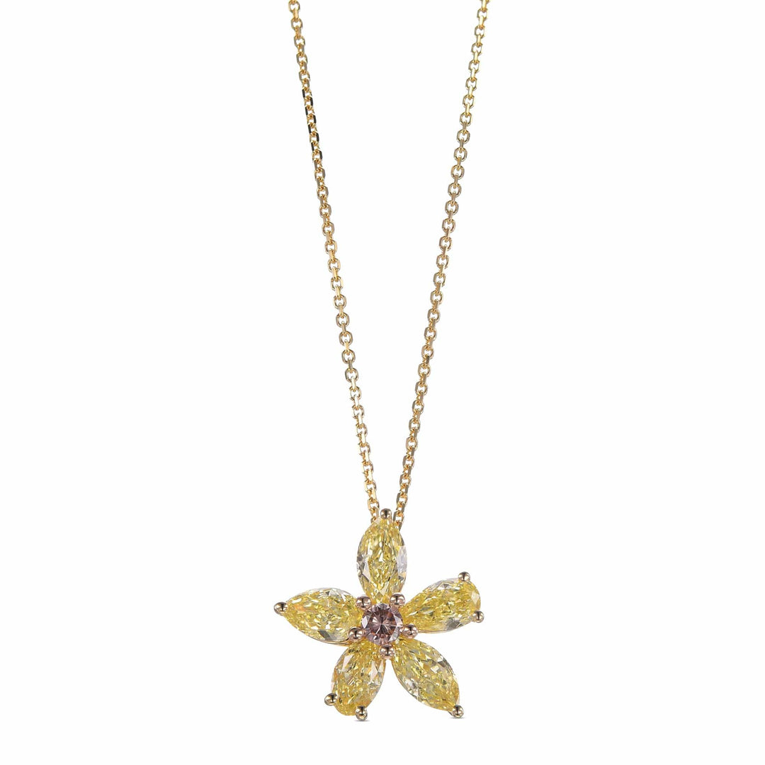 Fancy Intense Orangy Pink &amp; Fancy Yellow Diamond Pendant Brand Necklace