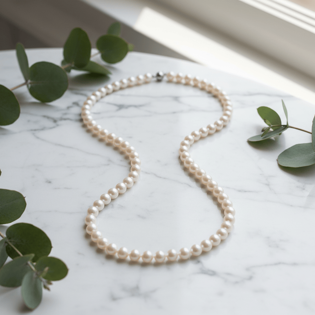 Ikecho Gold Round Freshwater Pearl Strands Brand Opal Necklaces