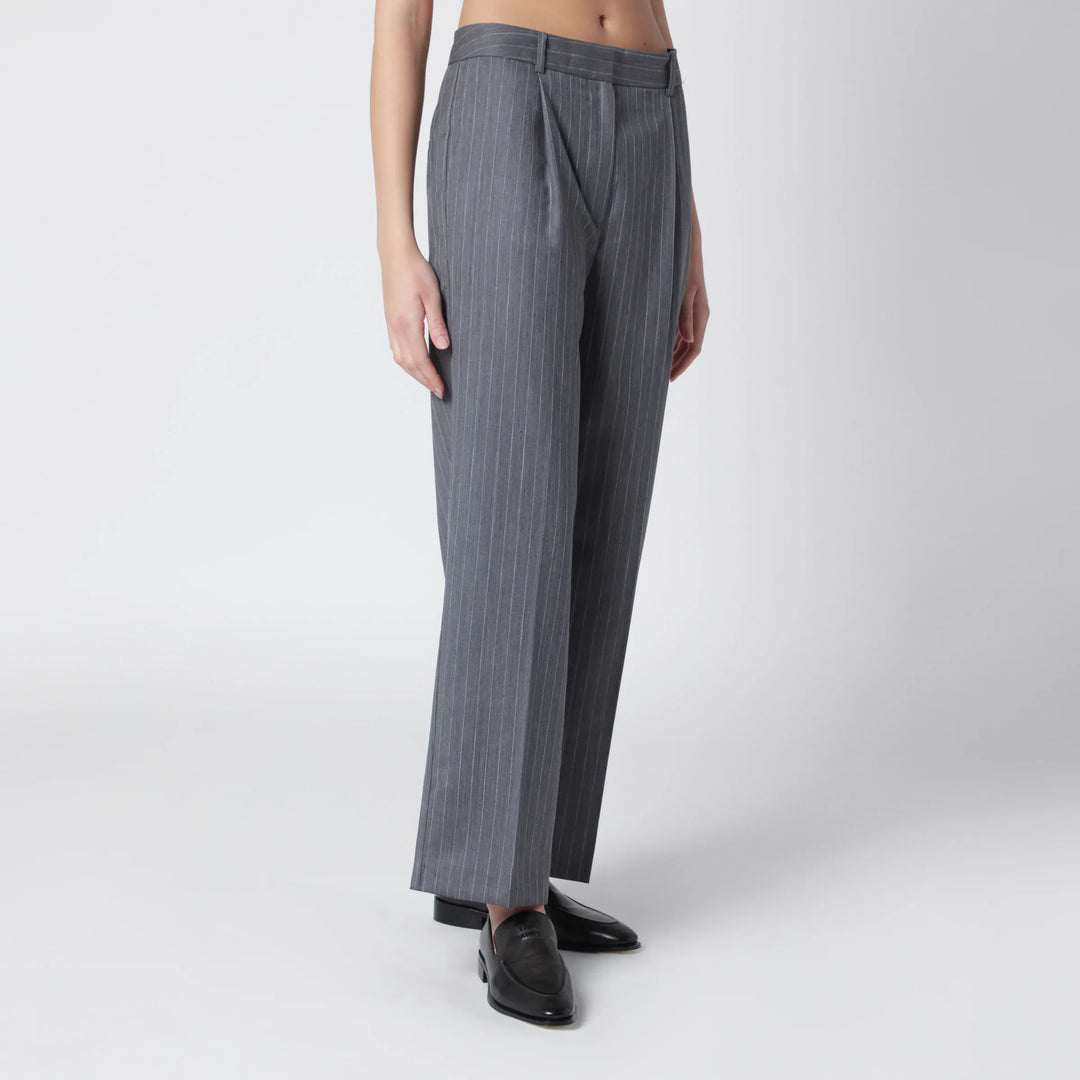 ANINE BING - Trent cropped trousers in light grey fabric Brand Pants