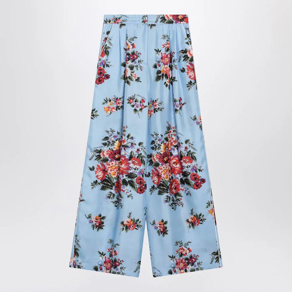 Dolce&Gabbana - Silk twill trousers with floral print Brand Pants 40  IT