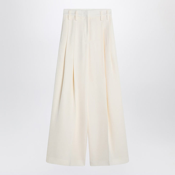Pants 34  FR Jil Sander - Wide cream trousers in silk blend Brand
