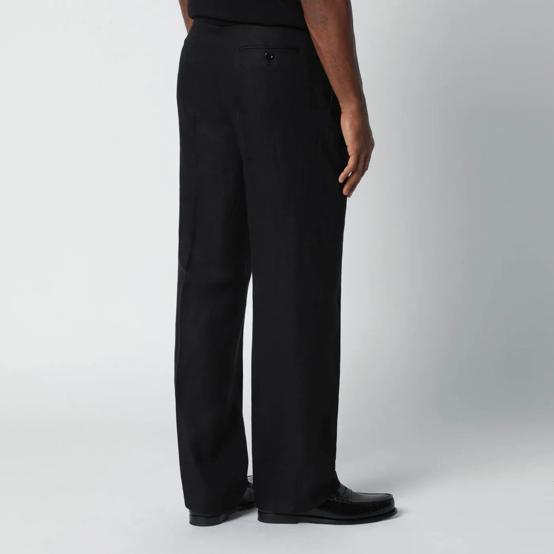 Lardini - Black linen trousers Brand Pants