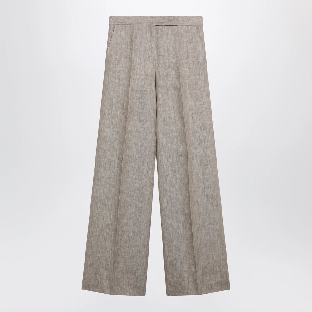 Max Mara - Beige chevron linen trousers Brand Pants 40  IT