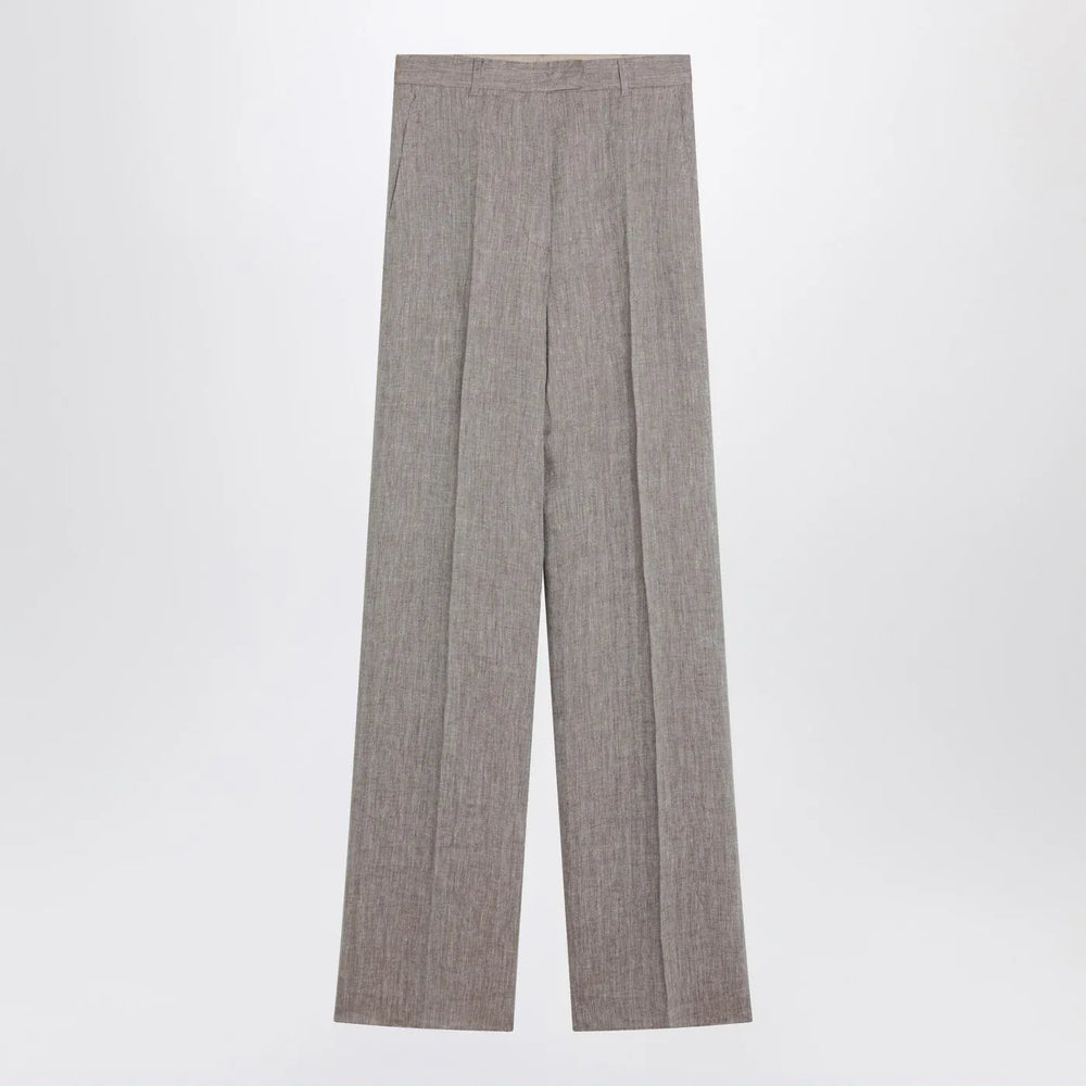 Max Mara Studio - Beige straight linen pants Brand Pants 46  IT