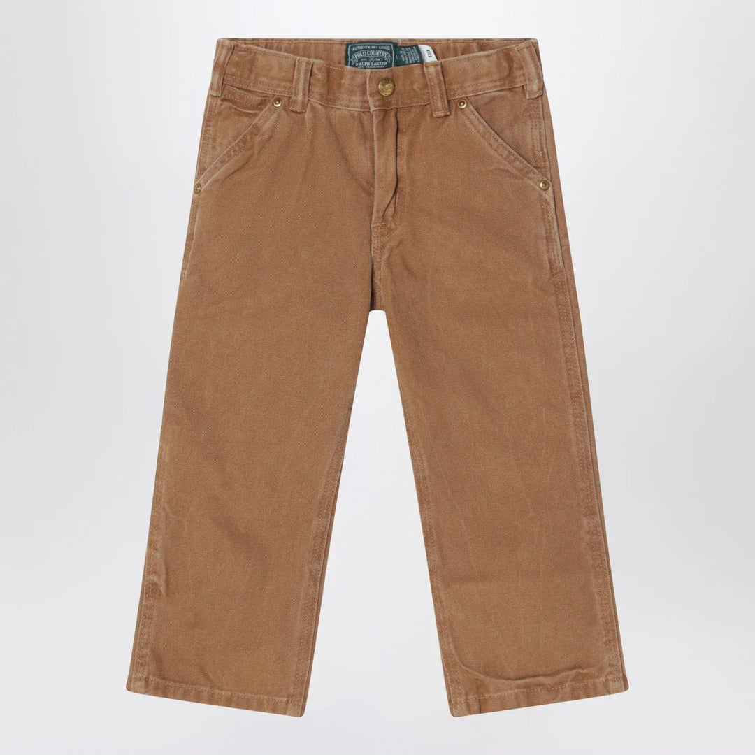 Polo Ralph Lauren - Brown vintage-effect cotton trousers Brand Pants 2