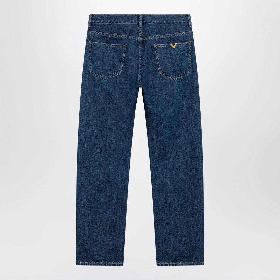 Valentino - Blue jeans with Vlogo detail Brand Pants