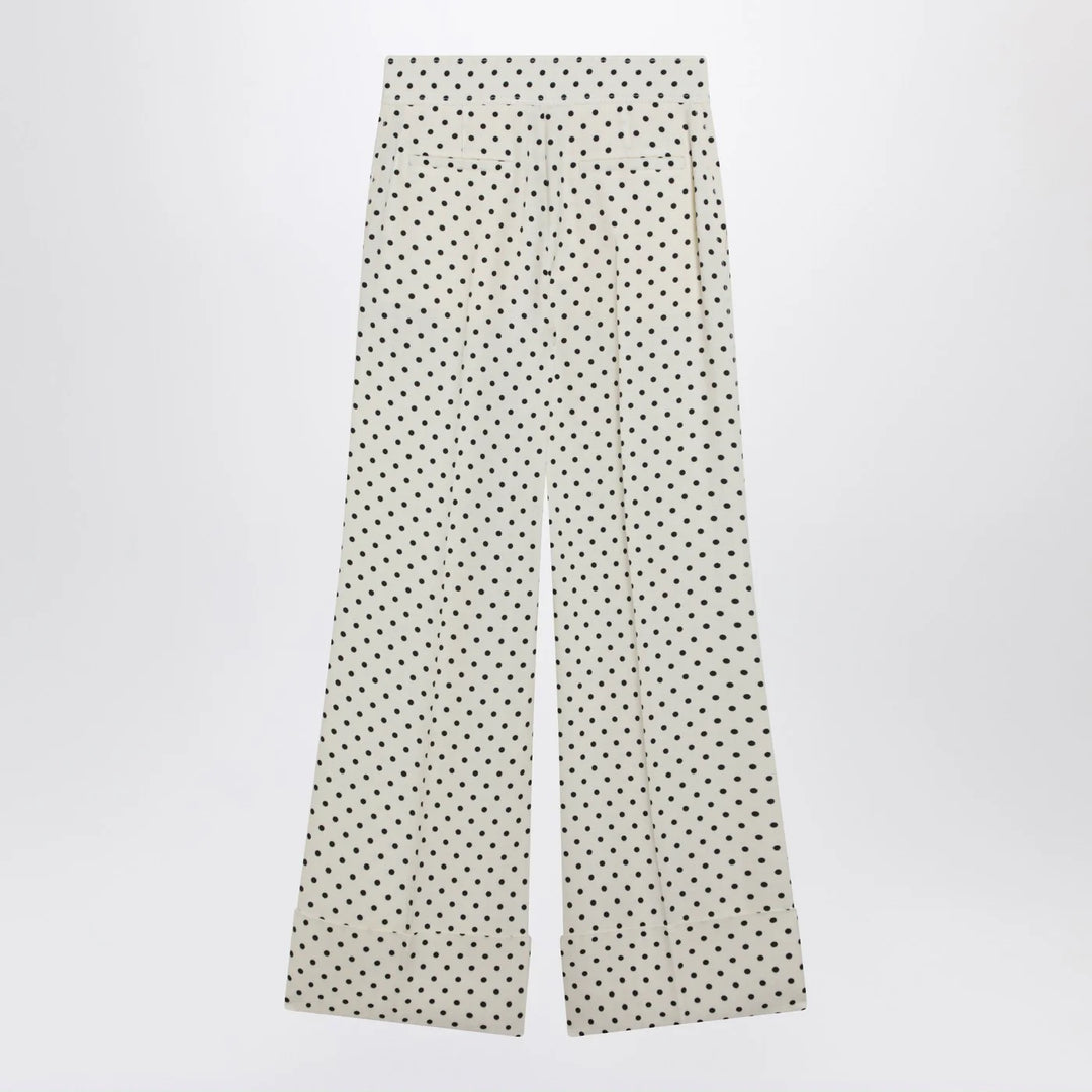 Valentino - Ivory supergran trousers with Plusdepois print Brand Pants