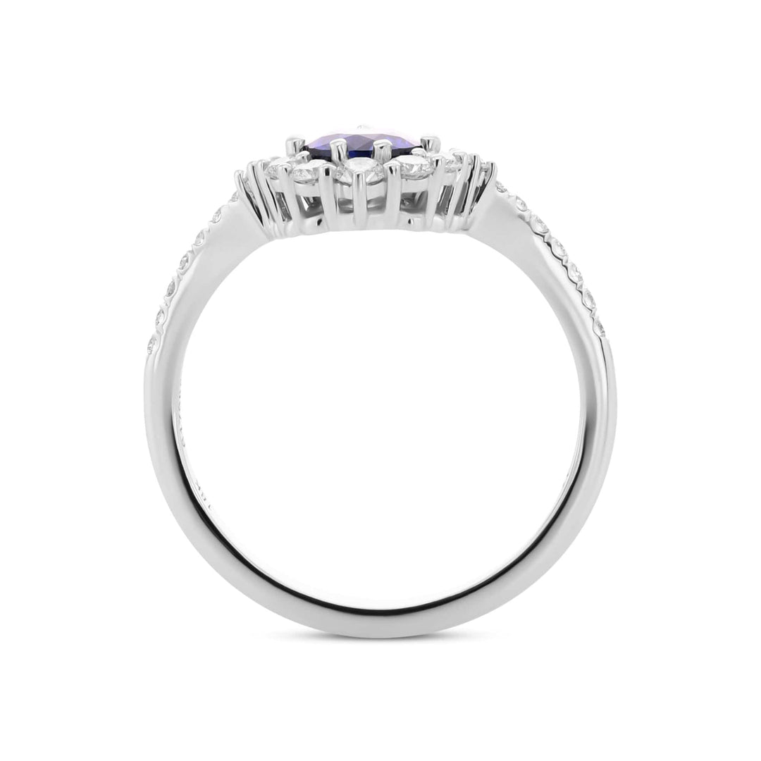 LEIBISH Blue Round Sapphire &amp; Diamond Halo Ring Brand Ring
