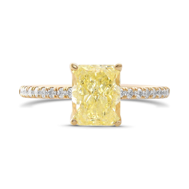 LEIBISH Fancy Yellow Radiant Diamond Side-Stone Ring VVS1 GIA Brand Ring
