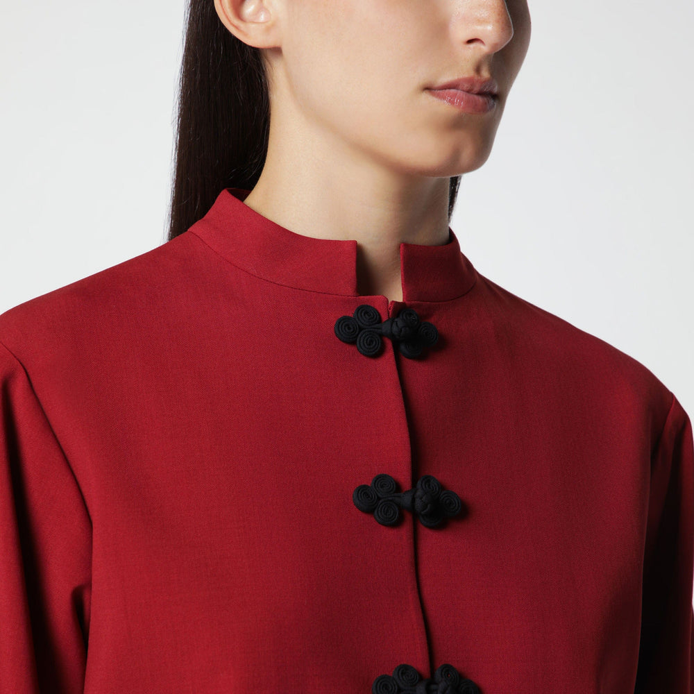 Róhe - Carmine Red Wool Jacket with Pankou Closure Brand