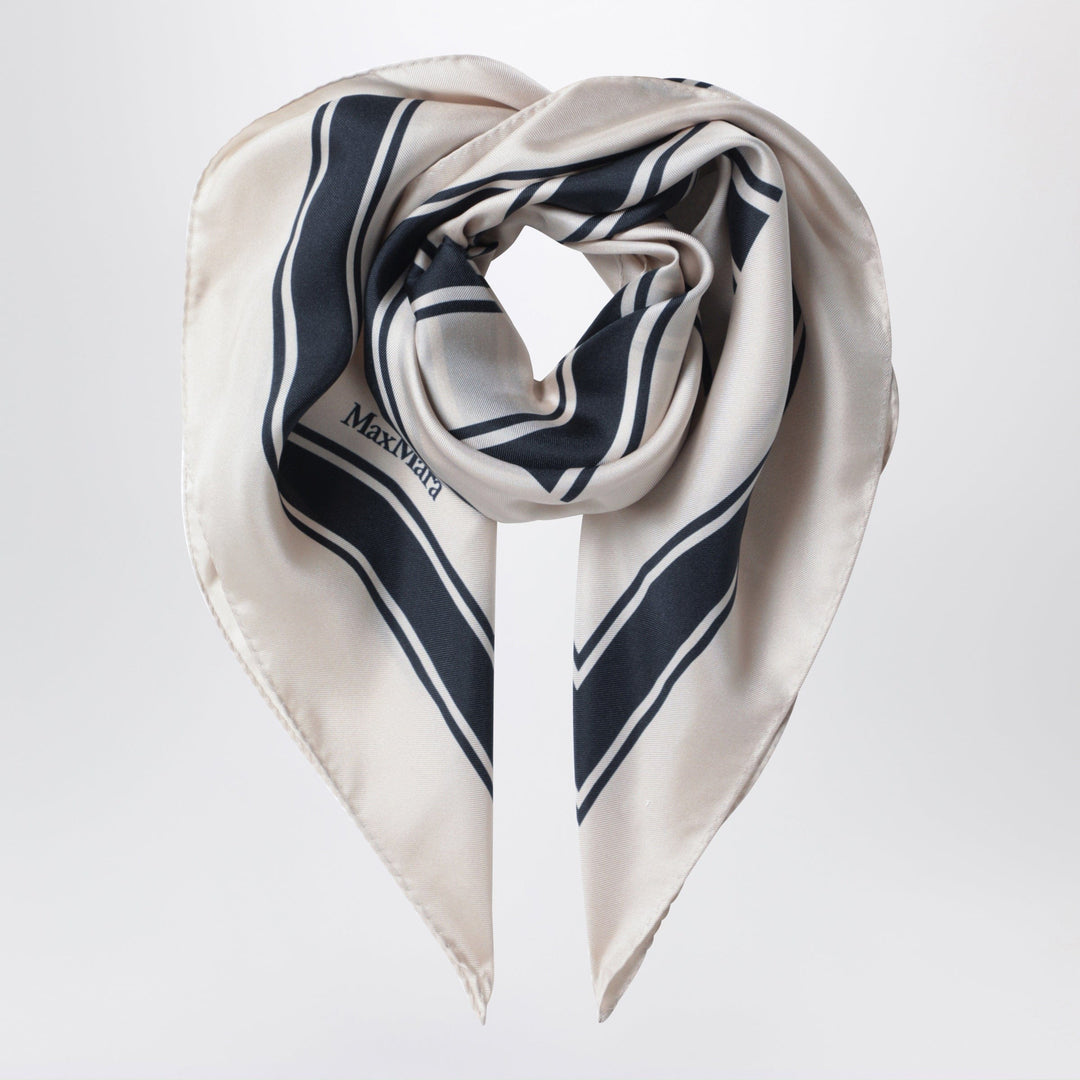 Scarves &amp; Shawls TU Max Mara - Square printed silk twill scarf in navy blue Brand