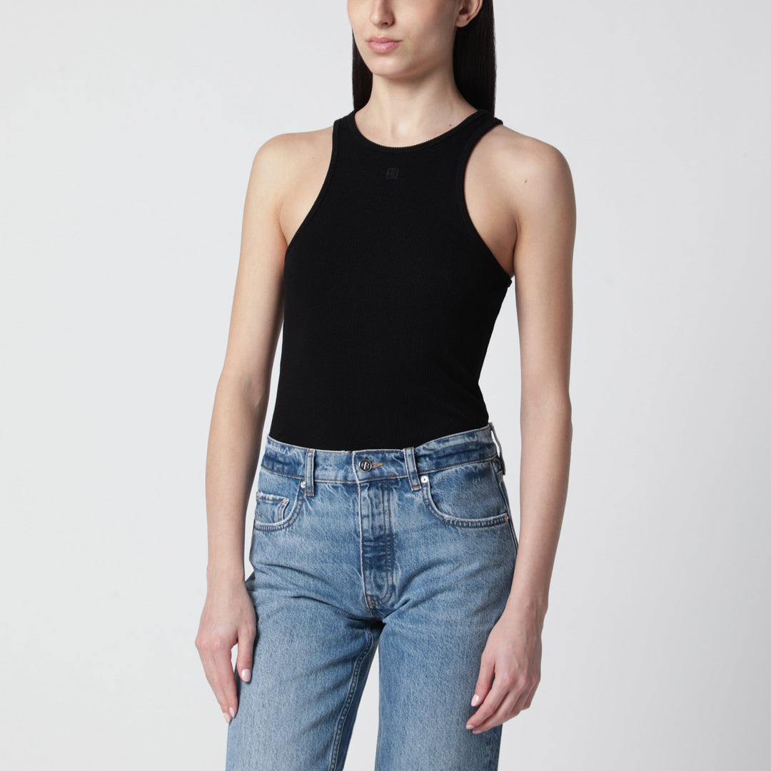 Shirts & Tops ANINE BING - Black ribbed tank top with logo embroidery Brand