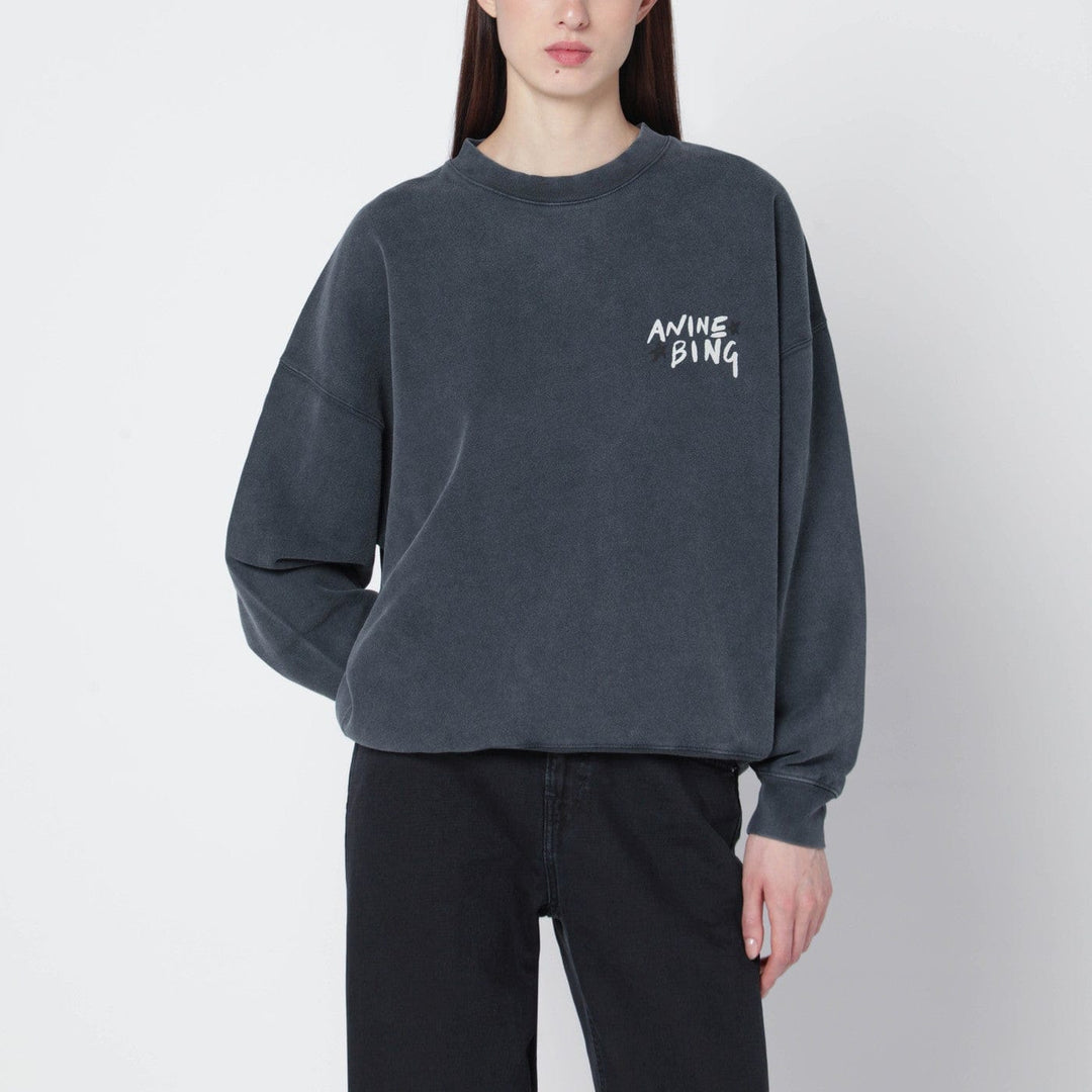 Shirts & Tops ANINE BING - Black washed oversized sweatshirt with logo Brand