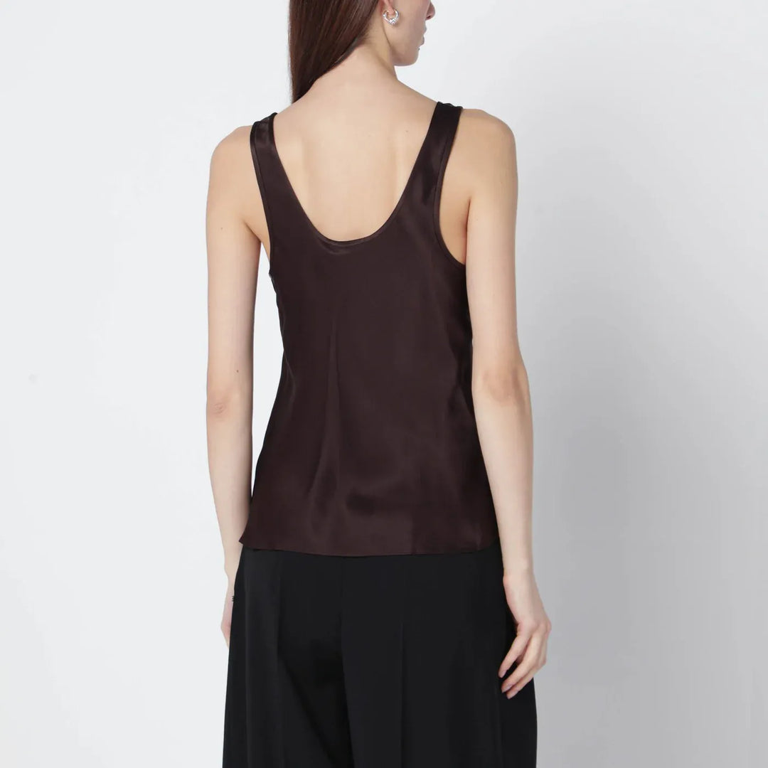ANINE BING - Brown Lea silk top Brand Shirts &amp; Tops