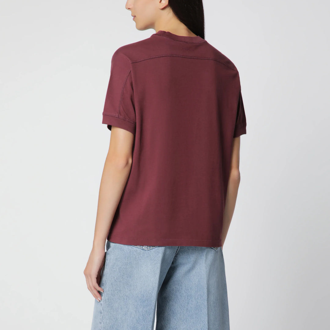 ANINE BING - Burgundy logo-print T-shirt Brand Shirts &amp; Tops