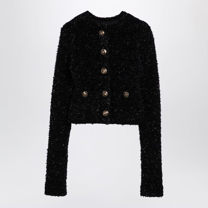 Shirts &amp; Tops M Balenciaga - Black cotton blend tweed cropped cardigan Brand