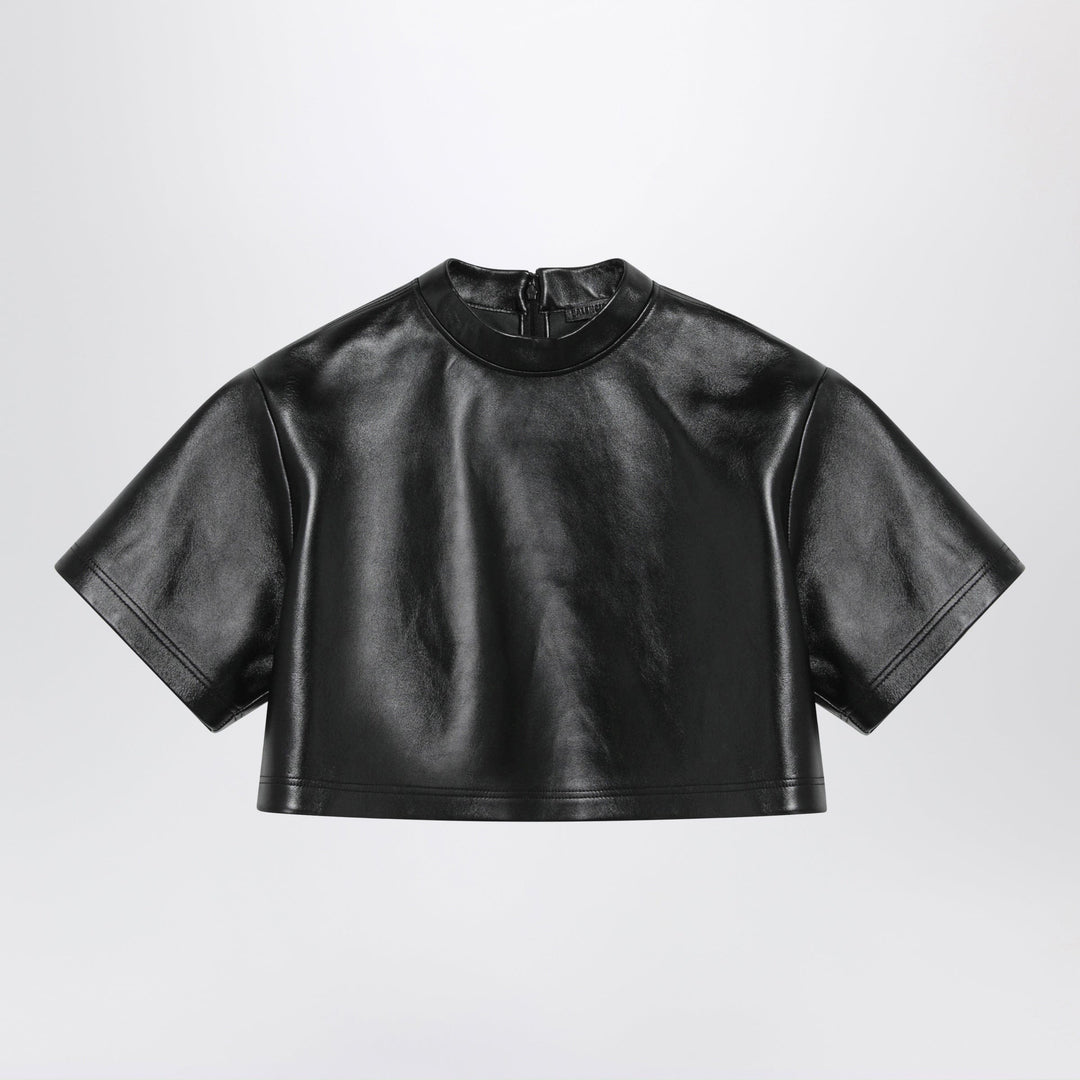Shirts & Tops Balenciaga - Black Cropped Leather Top Brand