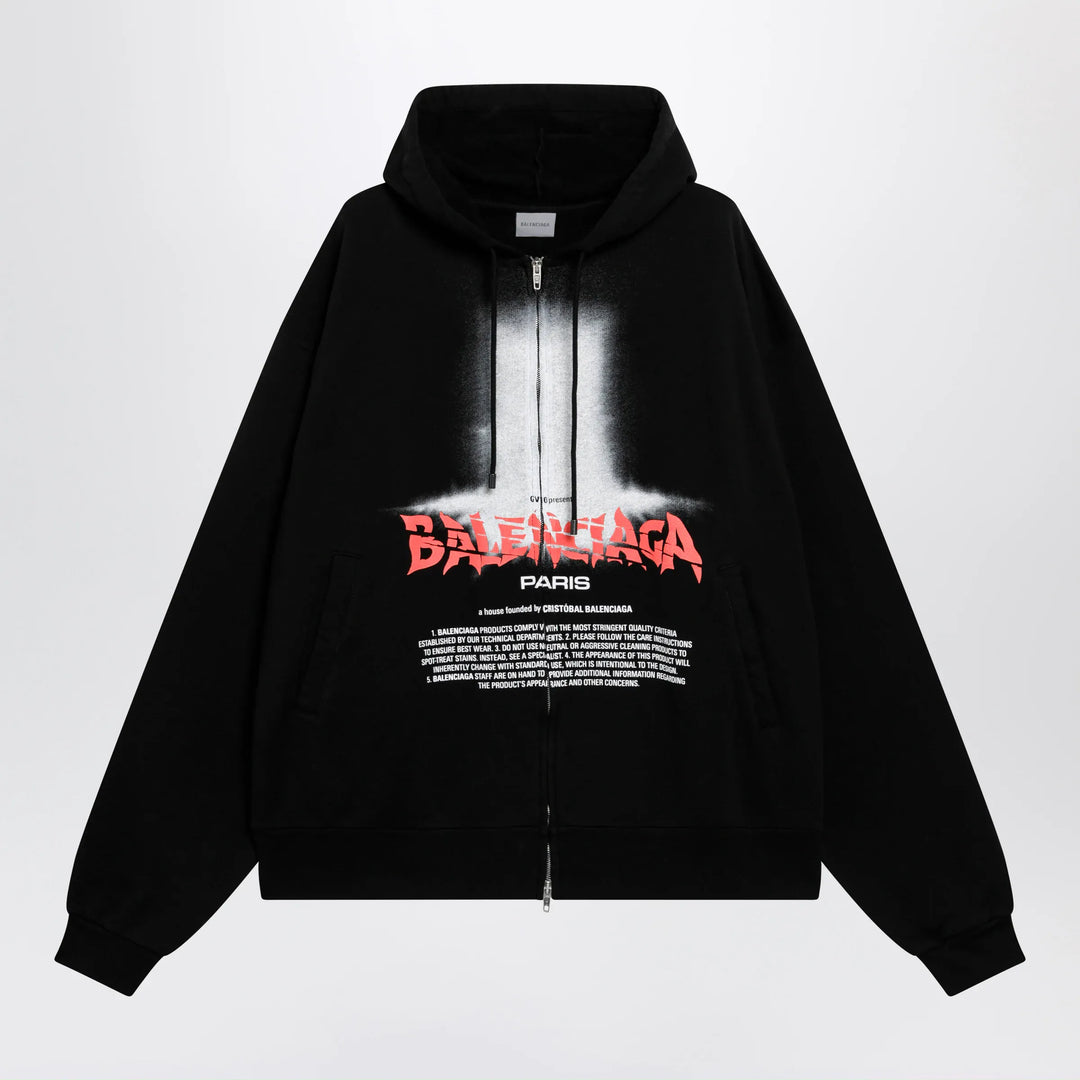 Balenciaga - Oversized zip hoodie in black cotton Brand Shirts &amp; Tops M